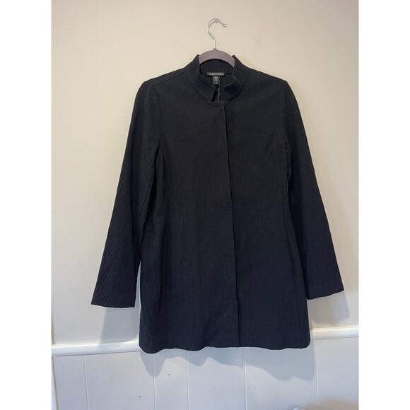 Eileen Fisher Womens Stand Collar Waffle Knit Jacket Snap Front Back Slit Size S - Picture 7 of 10